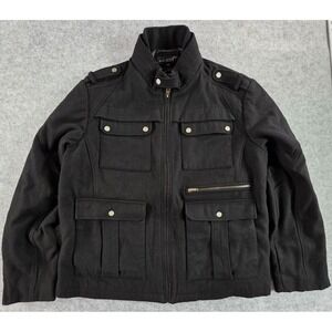 Black Rivet Men's XXL Black Wool Blend Heavy Jacket Coat Military Style